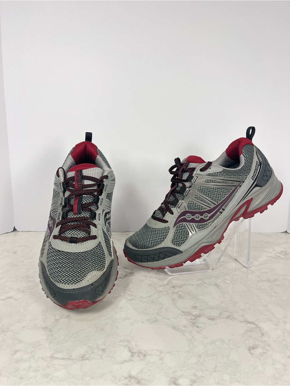 Saucony Grey and Burgundy Women's TR4 Trail Sneakers